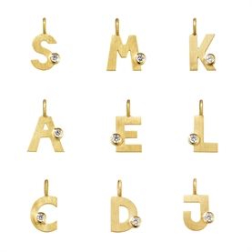 Dulong Letter Diamond Vedhæng Small, 18K Guld